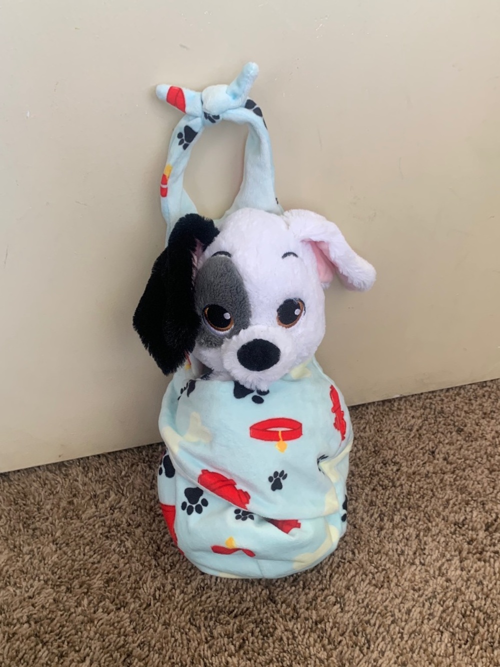 Disney Parks 101 Dalmatians Patch Babies Dog Plush w\ Swaddle Blanket Pouch